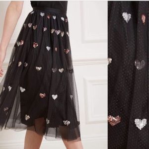 Needle & Thread Sequin Heart Tulle Skirt